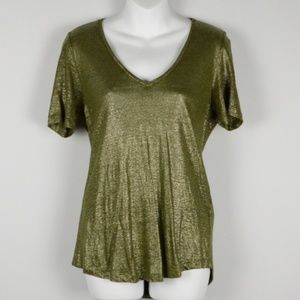 Gold Shimmer Olive Green Short Sleeve
